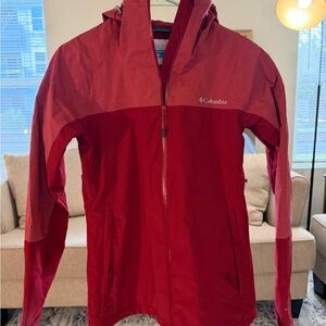 Columbia Women's Deep Red Hooded Rain Jacket
